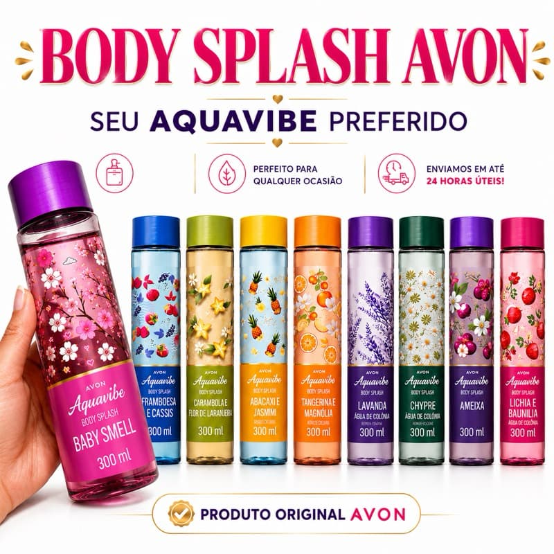 BODY SPLASH AQUAVIBE 300ML AVON | COLÔNIA USO INFANTIL E ADULTO | PERFUME SUAVE PARA CRIANÇAS | ENVIO RÁPIDO