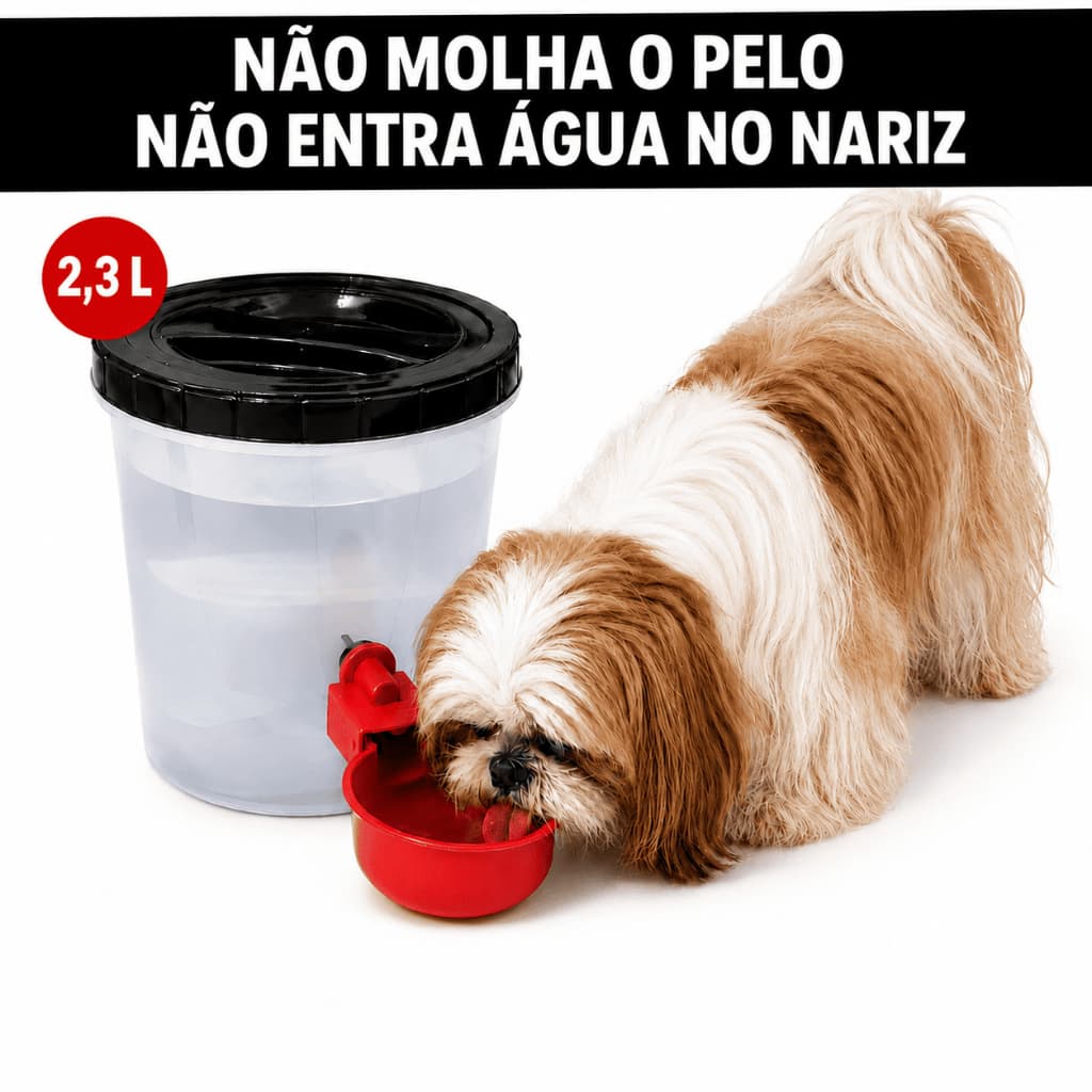 Bebedouro para Cachorro de Pelos Longos 2,3L Automático Não Molha Pelo Shih Tzu Yorkshire Maltês