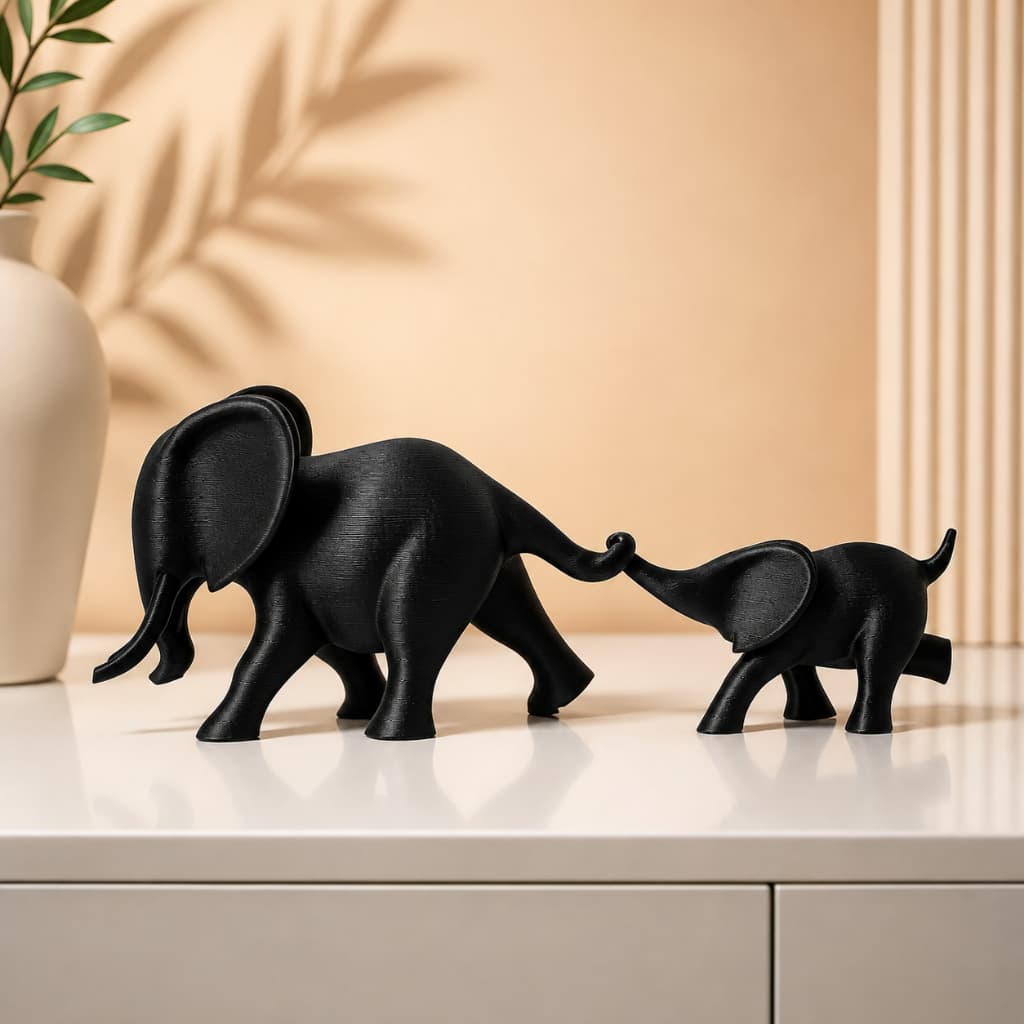Duo de Elefantes Estátua Decorativo Minimalista Moderna Decoração Animal para Sala Mesa Casa Cozinha Presente Premium