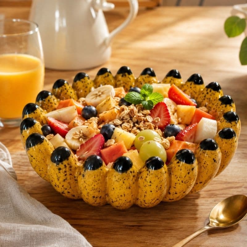 Bowl Banana Decorativo em Cerâmica | Fruteira Pequena Charmosa para Cozinha e Mesa Posta