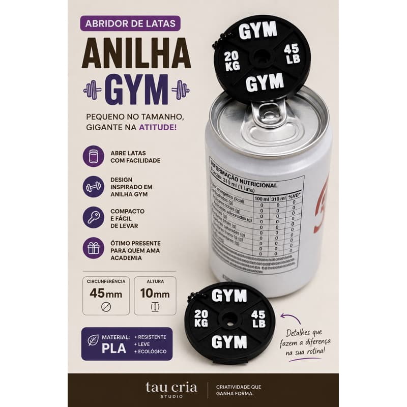 Abridor de Latas Anilha fitness