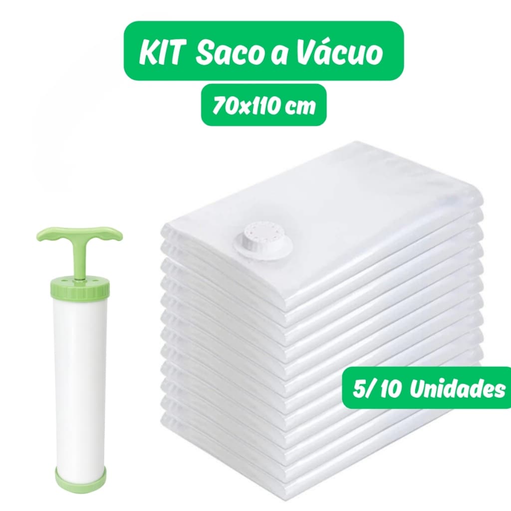 Kit 5 ou 10 Saco A Vácuo Grande Organizador Edredom Coberto Mala Roupa De Cama com ou sem Bomba manual 110x70