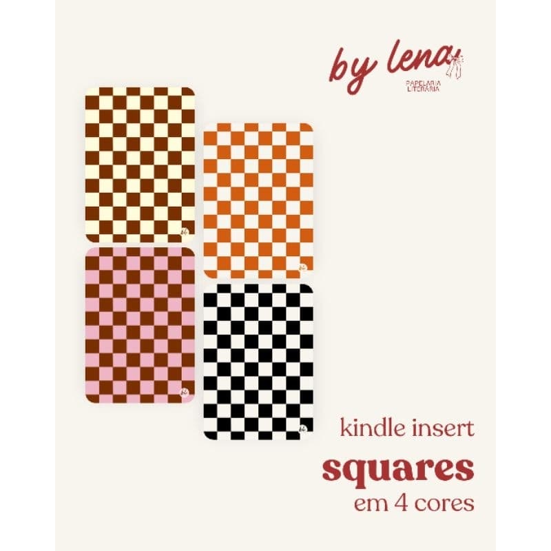 Kindle insert Kindle card Decoração para Kindle Leitor Digital Bookstan Squares Quadrados Xadrez