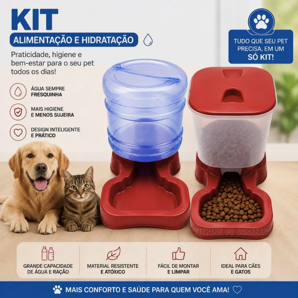 Bebedouro10L/Comedouro8L Automáticos Kit Postagem Rápida