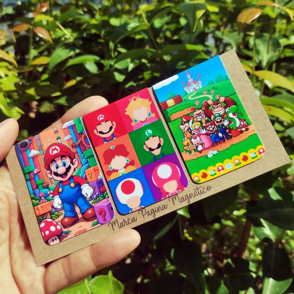 Kit 3 Marcadores de Página Magnético Fofos Para Livros Planner Agenda Leitura Presente Super Mario 2