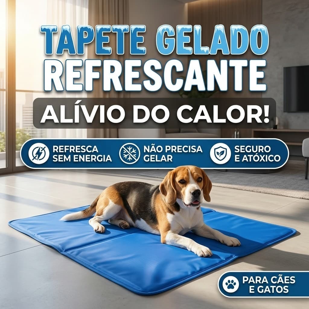 Tapete Gelado Refrescante 65x50cm para Cães e Gatos Pequeno e Médio Porte