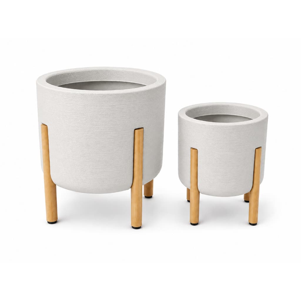kit vaso Nórdico P/M vaso com pés de madeira vaso plantas vaso polietileno escovado