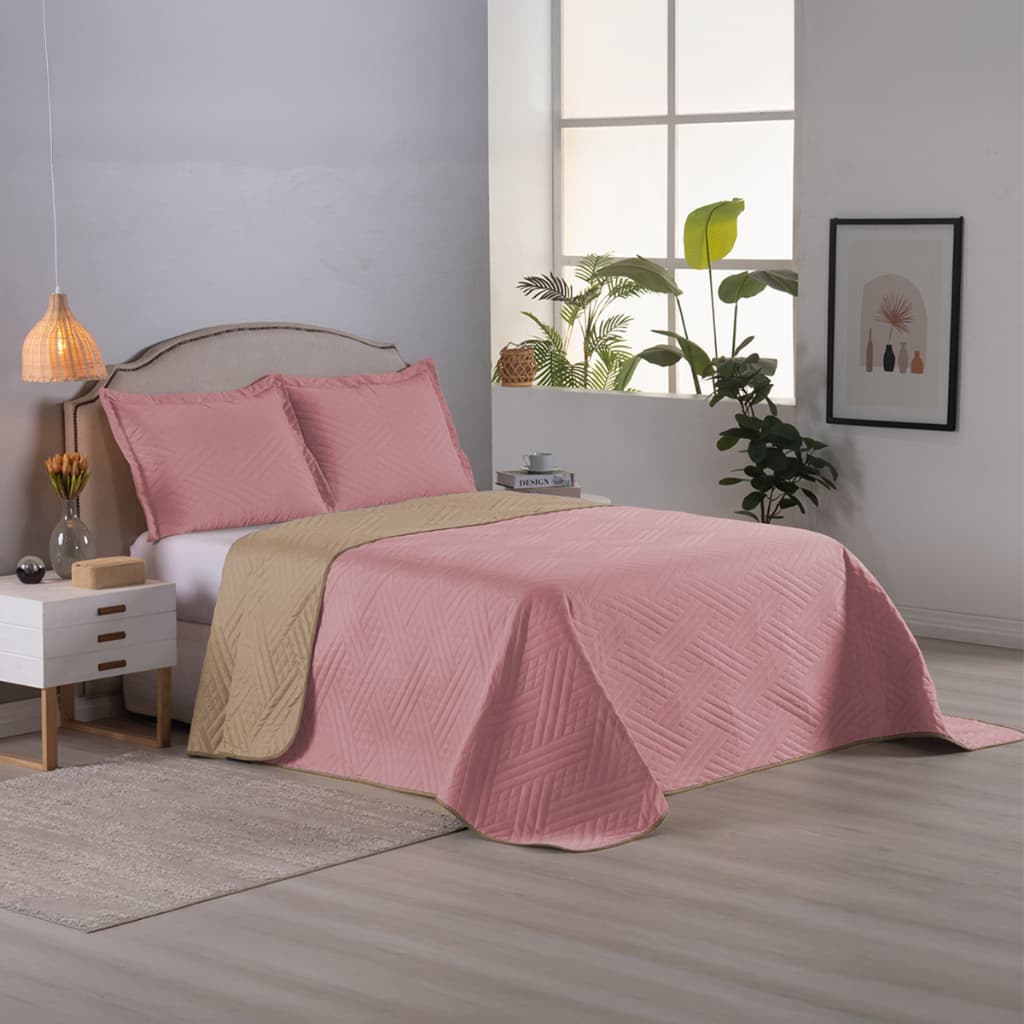 Kit Cobre Leito Menina Para Cama Queen 3 Peças Matelado 2 Cores Ao Virar Acabamento Matelado Luxuoso