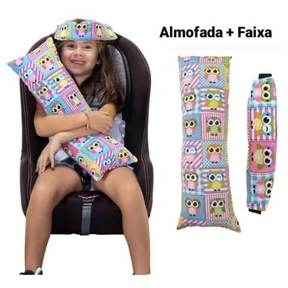 Kit de 2 peças Almofada de cinto de segurança + Faixa Apoio Suporte De Cabeça Bebê Conforto Cadeirinha Carro Regulagem