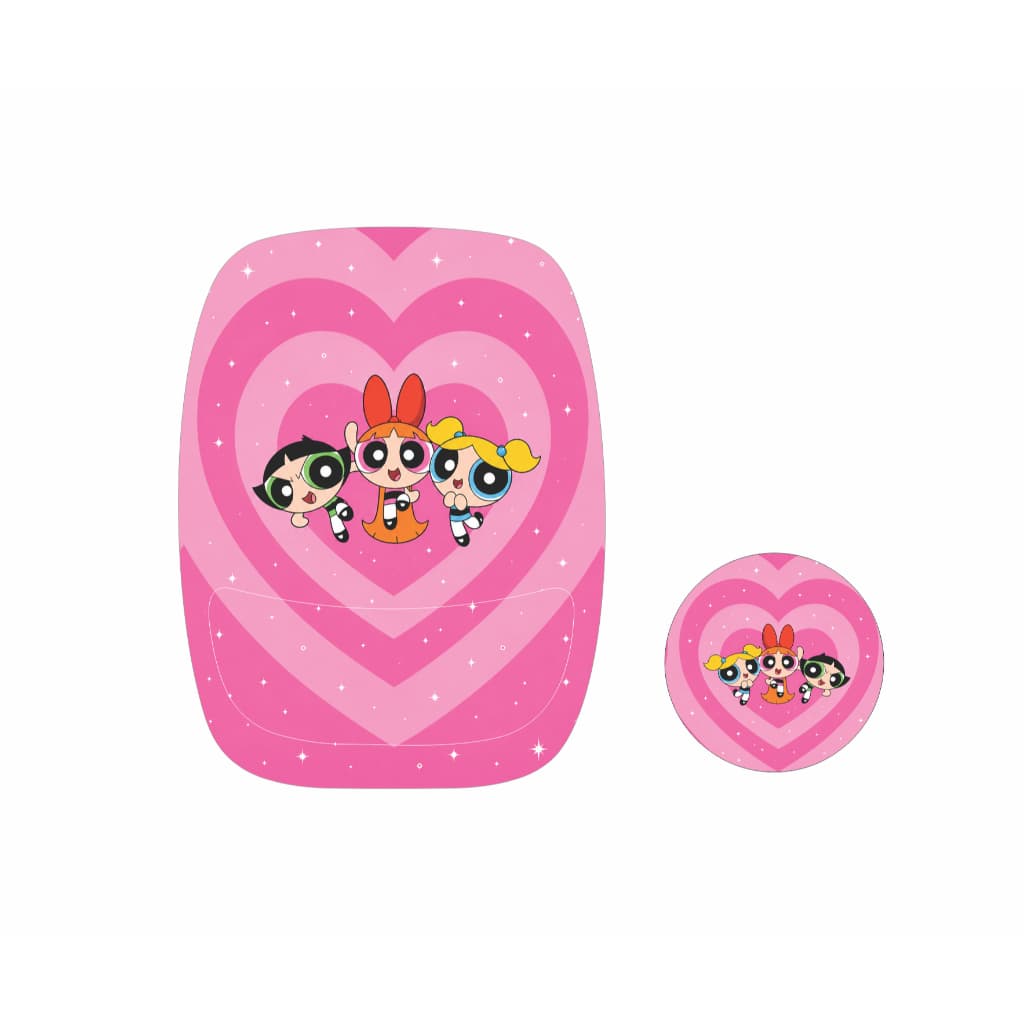 Mouse Pad Ergonômico + Porta Copo Meninas Superpoderosas com Apoio de Punho em Espuma Modelo Ambidestro