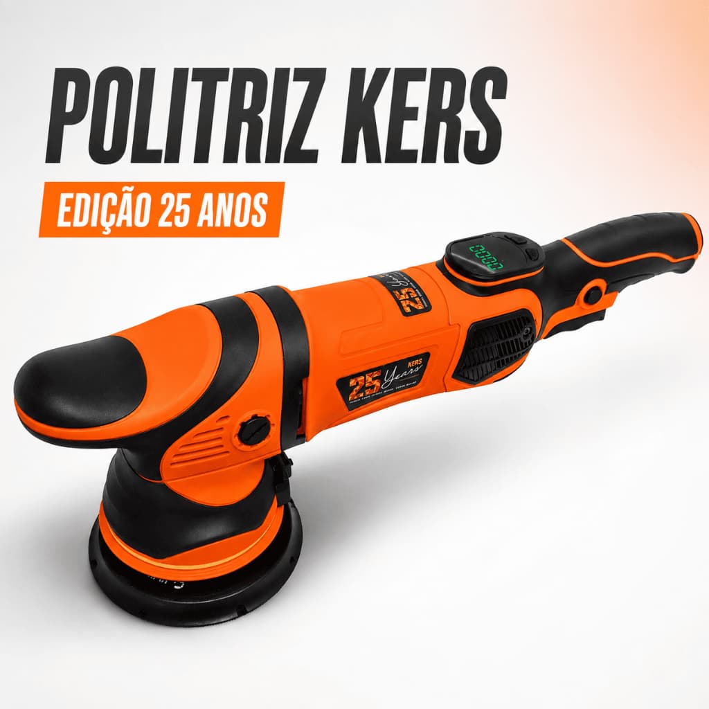 Politriz Roto Orbital Kers Edição 25 Anos Profissional 1000w 15mm Visor Led Digital Polimento Automotivo 220V