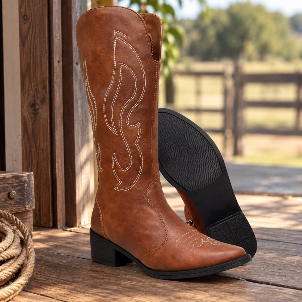 Bota Texana Country Cano Alto Bordada Western Cowboy Rodeio Boiadeiro Festa do Peão