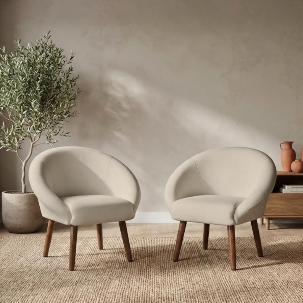 Kit 2 Poltronas Decorativa para Recepção Comercial Tecido Veludo Confortável Pés de Madeira