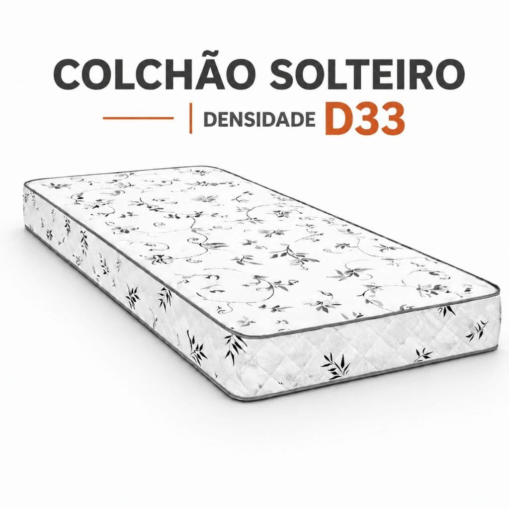 Colchão Solteiro Espuma D33 188x88x12cm Firme 100% Espuma Certificado Inmetro