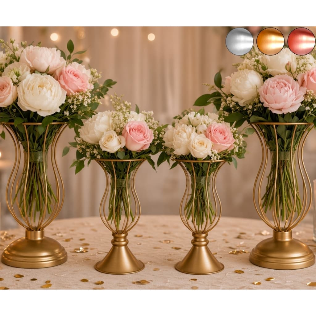 4 Vaso Dourado Armação Para Pedrarias 25cm e 20cm Decoração luxo Casamento e Festas