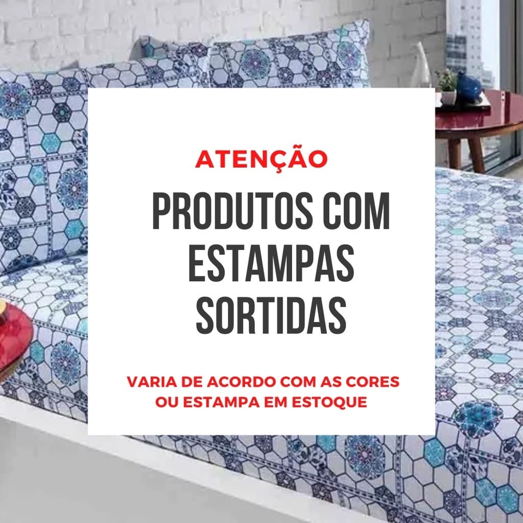 Jogo de Lençol 3 peças de Solteiro estampado com estampas sortidas