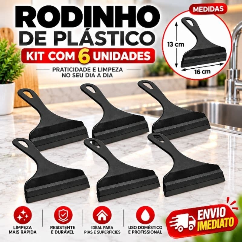 Kit 6 Rodinhos de Pia Plástico – Rodo Multiuso para Limpeza de Pia, Bancada, Vidro e Superfícies