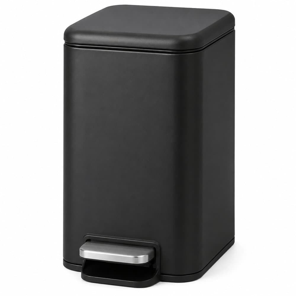 🗑️ Lixeira Com Pedal Linea Matte 5 Litros Preto Fosco Lixeira para Banheiro, Cozinha e Escritório.