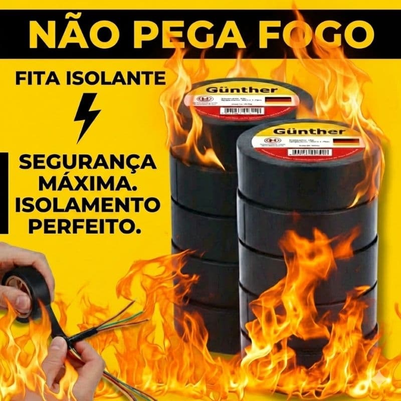 Kit 50 / 35 / 25 Fitas Isolantes Pretas 5m Antichama Qualidade Premium Tecologia Alemã