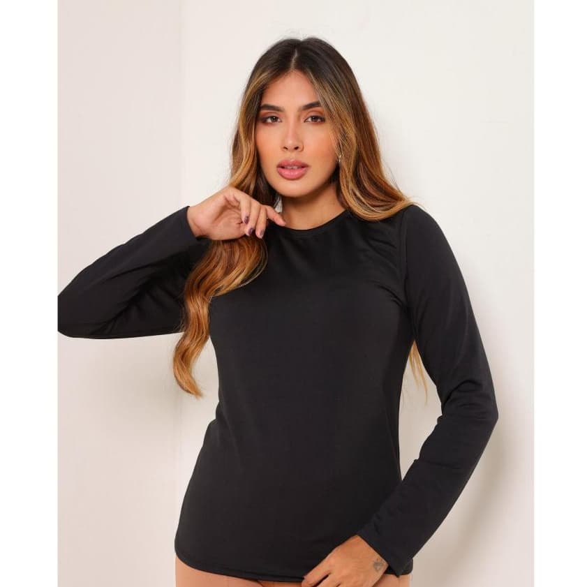 Blusa Feminina Manga Longa Termica Peluciada Inverno Quentinha Confortável Não Amassa