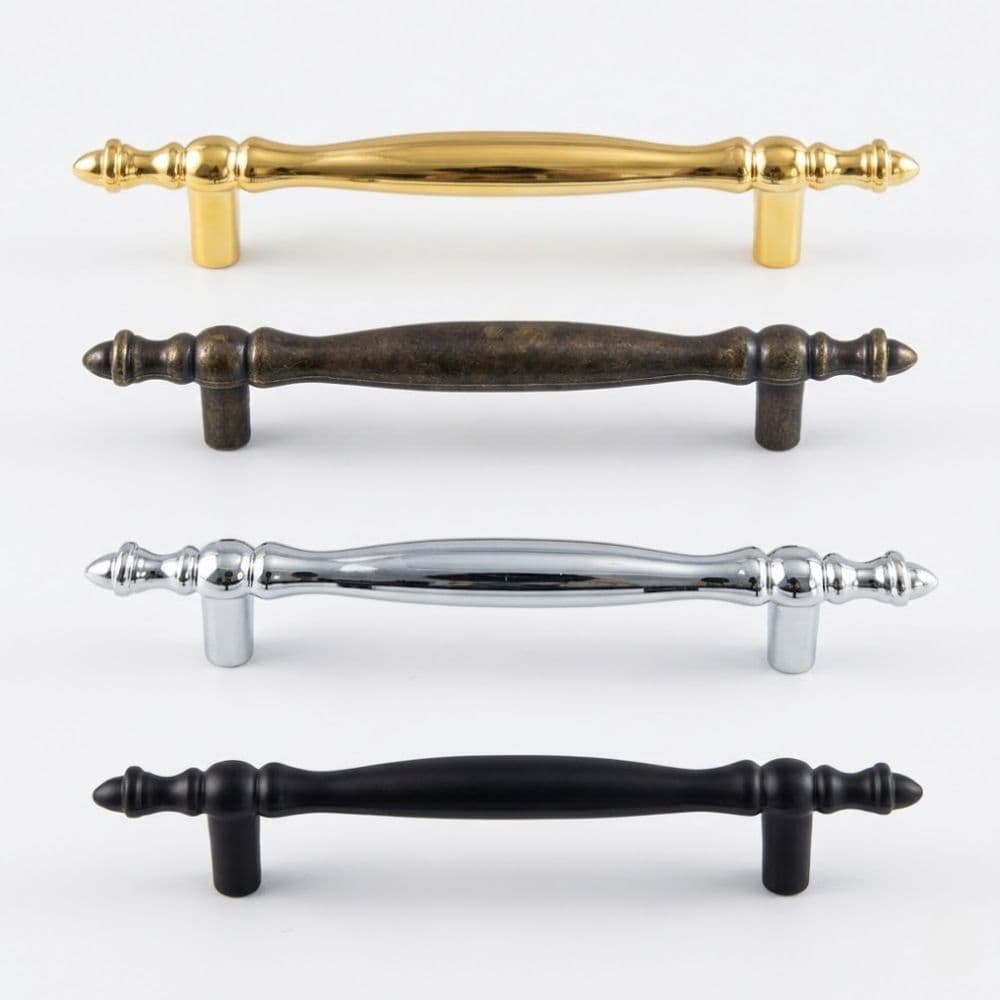 Kit 2 Puxadores Alça de Metal Zamac Trabalhado Para Móveis Vintage Modernos