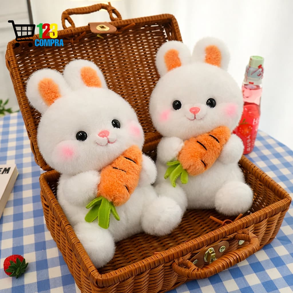 Pelúcia Coelho da Páscoa 30cm com Cenoura – Fofo e Decorativo