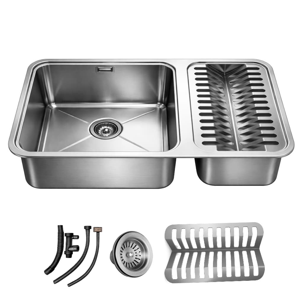 Cuba Gourmet de Cozinha 64x40 com Calha Úmida Pia Luxo Aço Inox 304 Escovada Prata Brinovar