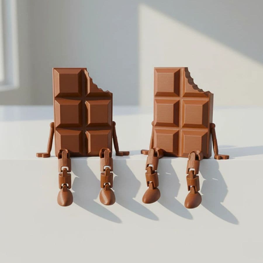 Boneco Chocolate Articulado Decorativo Miniatura Impresso 3D