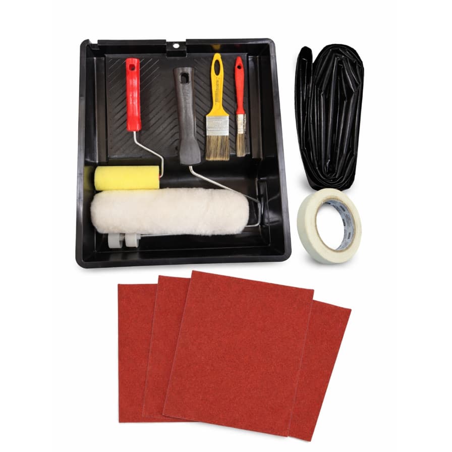 Kit Pintura De Parede 13 peças - Rolo Lã, Lixa, Pincel, Lona e Fita Crepe