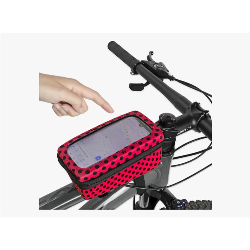 Bolsa Porta Celular Quadro Bicicleta Ciclismo Bemajjy Objetos Cor Pink/ Bolinha Preta
