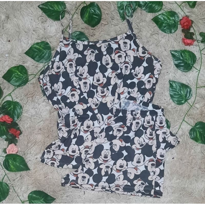 Conjunto Feminino Mickey Malha Flame – Regata Alcinha + Short Confortável