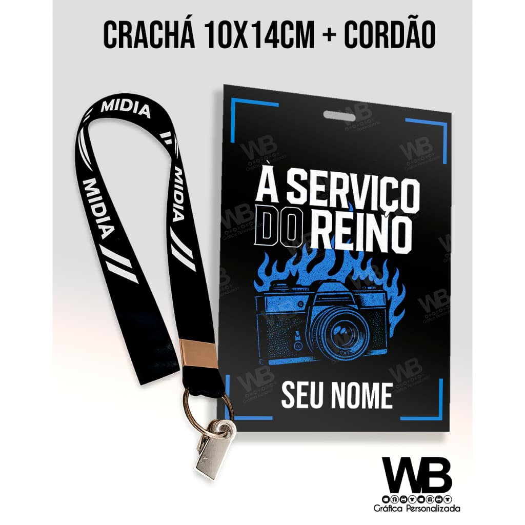 Crachá para Voluntário da igreja 10x14cm com Cordão e Presilha