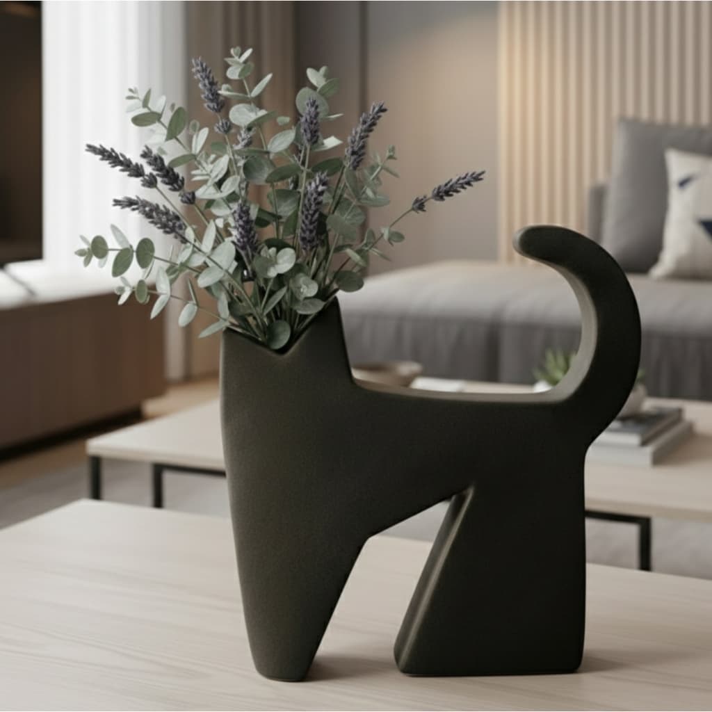Vaso Gato Moderno Para Plantas Artificiais -  Decoração Sala Quarto Cozinha Escritório