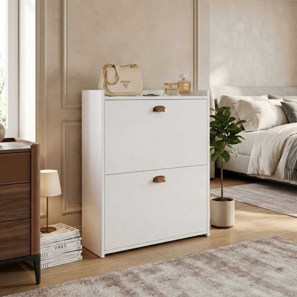 Sapateira Hall Entrada Closet 2 Gavetas Articuláveis Basculante Organizador 12 Pares Calçados Quarto