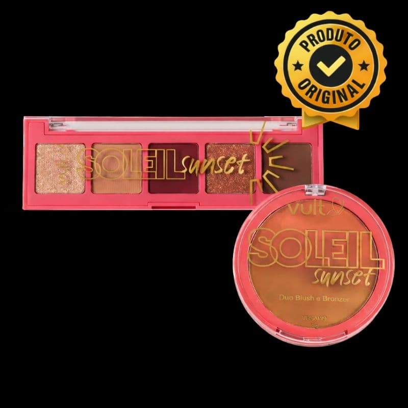 Kit Vult Soleil Sunset Original Completo – Quinteto Sombras + Bronzer Profissional Vegano Val 03/2028