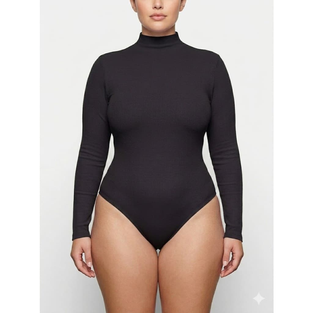 Kgente Body Básico Feminino Manga Longa Gola Alta 4 Estações Plus Size