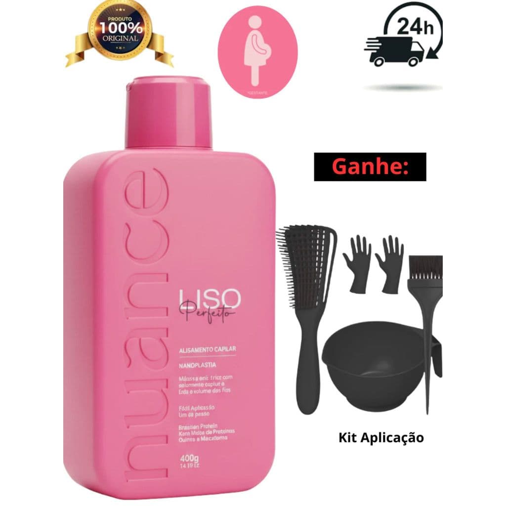 Alisamento Capilar Liso Perfeito Nuance Liso Perfeito Progressiva Anti Frizz Tratamento Profissional Brilho Maciez Escov
