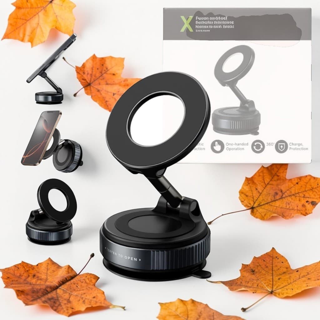 Suporte Magnético para Celular 360° com Ventosa de Sucção e Base a Vácuo