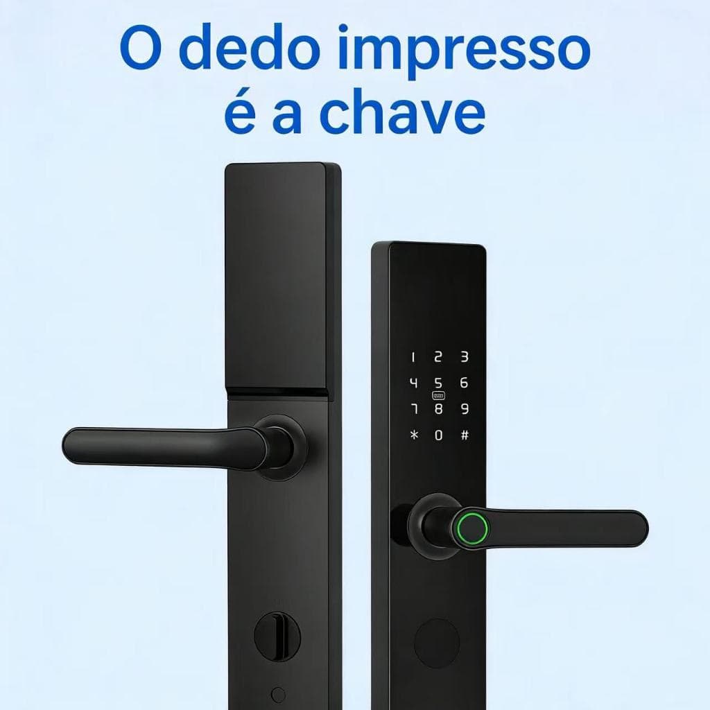 Fechadura Digital Biométrica para Porta com Impressão Digital, Senha e Cartão | Segurança para Casa e Apartamento