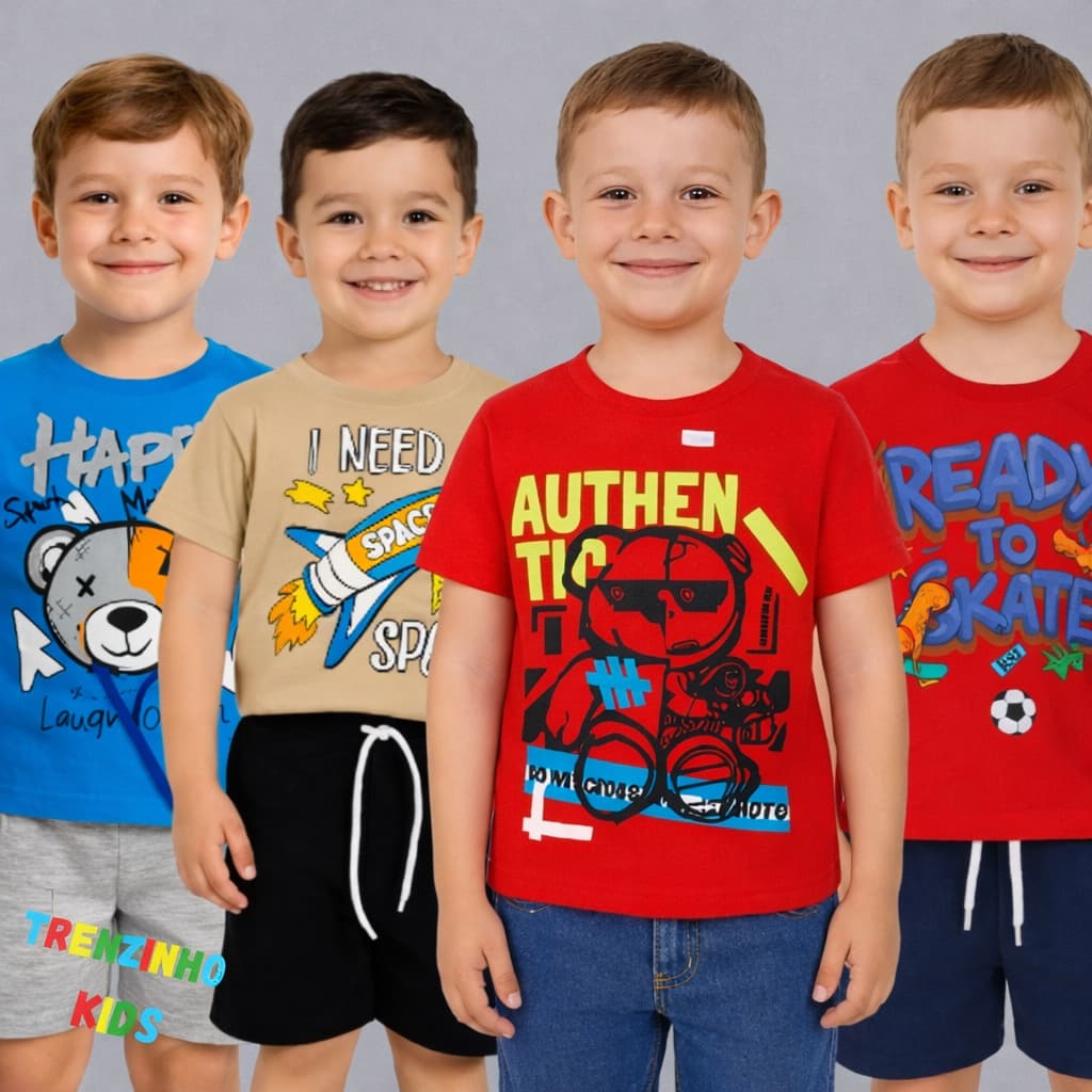 Kit 2 Conjuntos Infantil Feminino Camisa + Bermuda 10 a 14 Anos Roupa Menina 4 Peças Sortidas