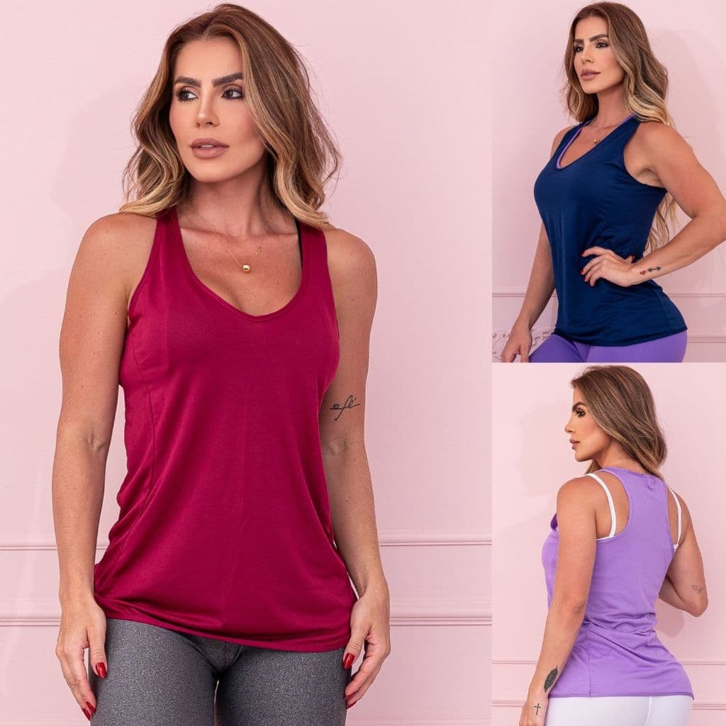 Camiseta Regata Academia Feminina Dry fit Furadinho Secagem Rápida Gola Em V Respirável Oferta Luxo