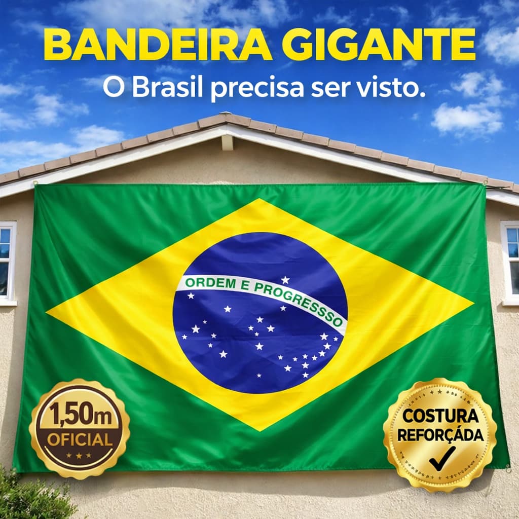 Bandeira do Brasil 1,50m x 0,90m Grande Oficial Poliéster Copa do Mundo Eleição