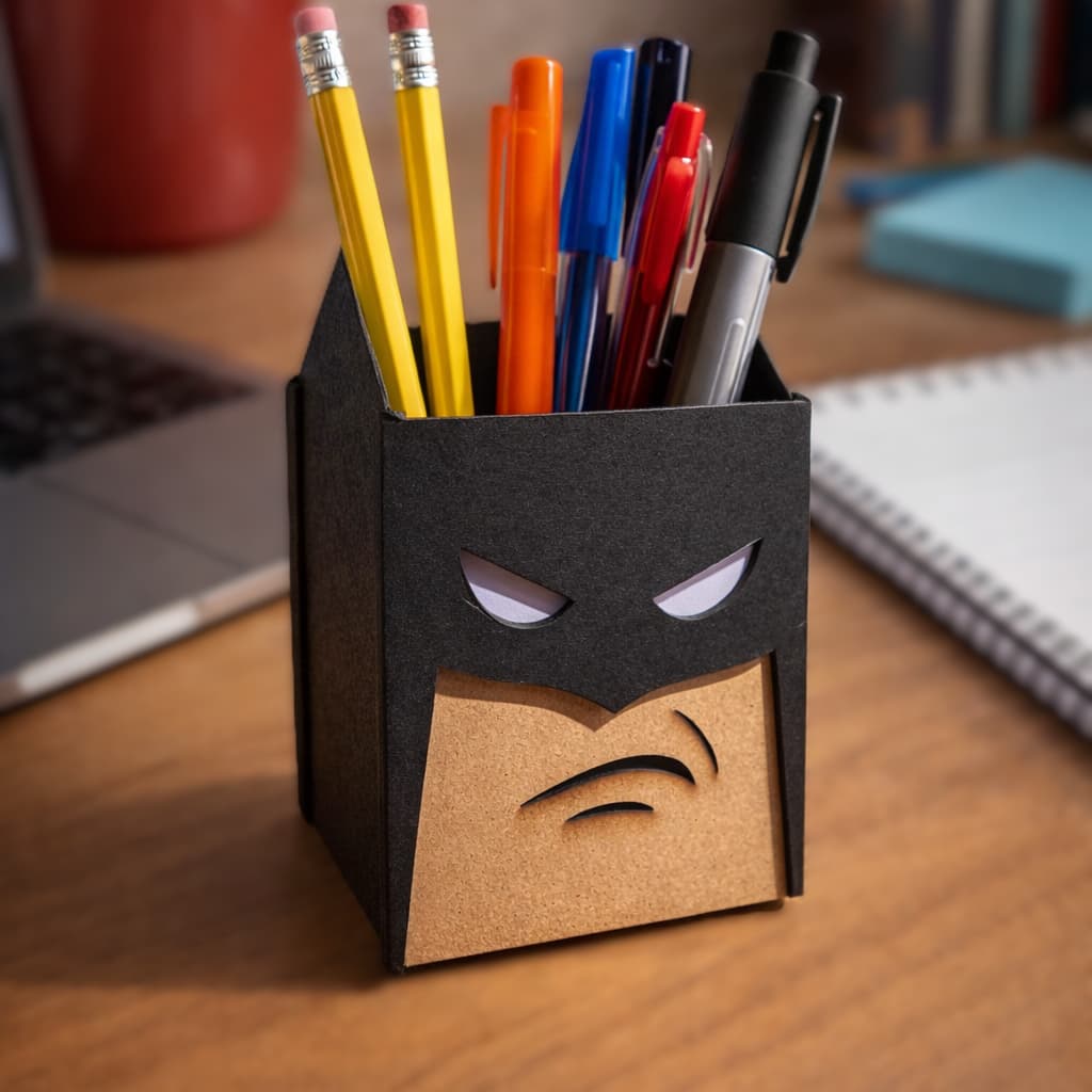 Porta Caneta Lapis Batman Organizador Mesa Porta Treco Caneta Escritório Multiuso