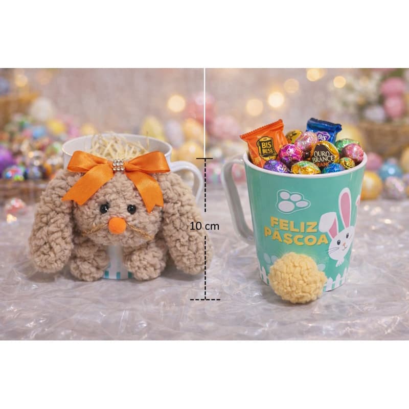 Caneca Coelhinho de Páscoa 10cm Porta Doces Lembrancinha coelhinho da Páscoa