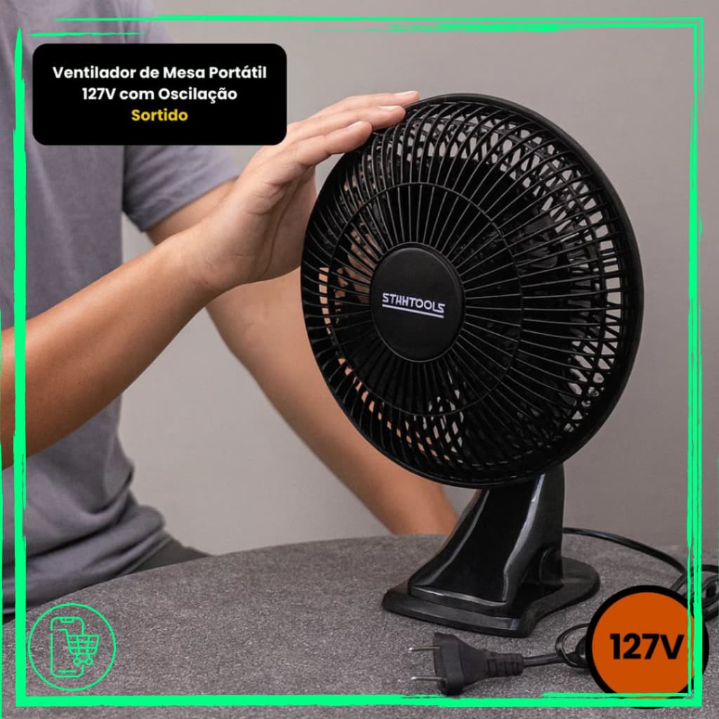 🔥Ventilador de Mesa Portátil 30cm 127V Silencioso com Oscilação Forte Envio Imediato⚡