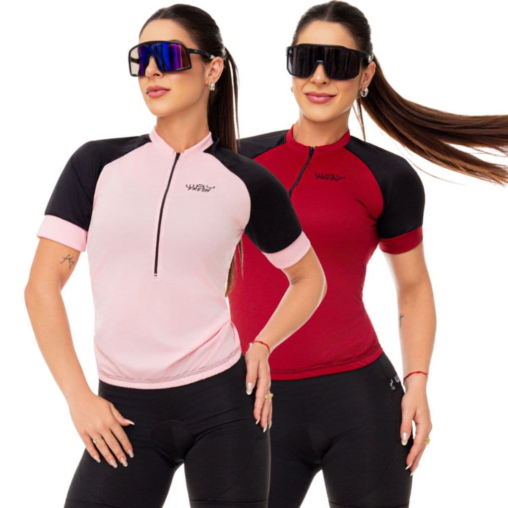 Kit 2 Camisas Camisetas Feminina Ciclismo Proteção Solar UV Bolsos Traseiro Bike Pedal Speed