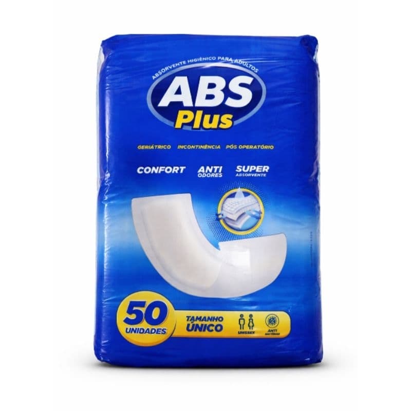 Absorvente Geriátrico ABS Plus / Pós Parto/ Pós Operatório/ Incontinência Urinária Com 50 Unidades