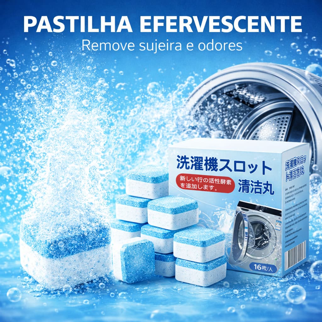 Kit 16/32 Tabletes Efervescentes Limpador para Máquina de Lavar Roupa Remoção de Resíduos