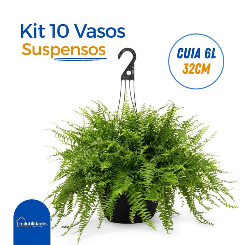 Kit 10 Vasos para Plantas 6L 32cm Cuia Redondo Resistente Preto Marrom Terracota Ideal p/ Viveiro