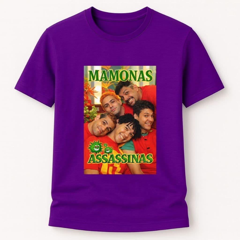 Camiseta Básica Dinho, Bento, Samuel, Sergio e Júlio Filme Mamonas Assassinas Camisa Unissex Blusa 100% Algodão